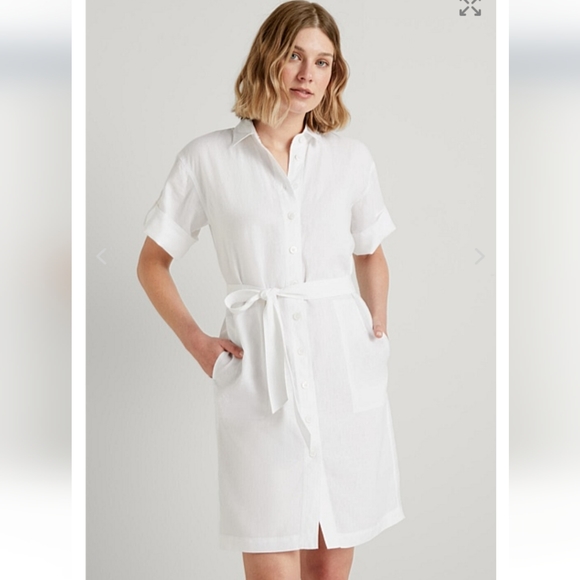 Trenery 100% linen white shirt dress 12 - Picture 2 of 9